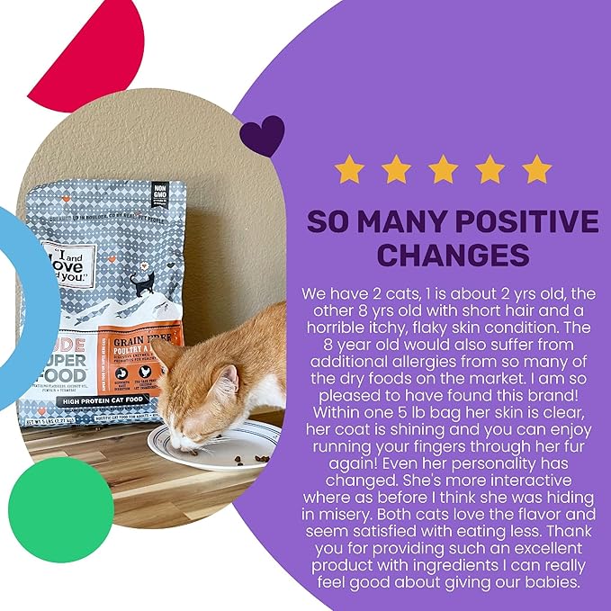 I and love and you Nude Super Food Dry Cat Food - Turkey + Chicken - Grain Free, High Protein, No Fillers, Superfoods, 5lb Bag