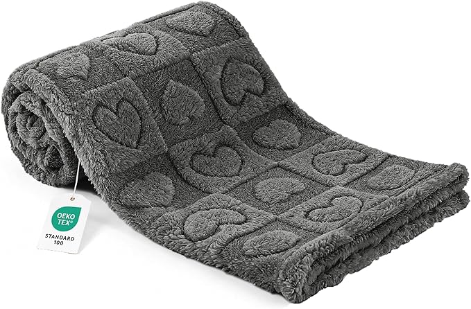 gogobunny Pet Blanket for Dogs Cats, 300GSM Ultra Soft Coral Fleece Blanket, Washable Small Dog Cat Blanket, Calming Crate Mat, Furniture Protector for Couch Bed Car Seat, Grey, 30x40IN