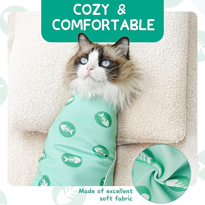 Cat Wrap for Cutting Nails, Self-Adhesive for Grooming, Anti-Scratch Cat Swaddle Wrap for Medicine, Nail Clipping, Teeth Brushing, Ear Cleaning