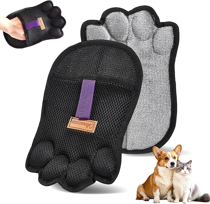 Pet Hair Removal Glove for Dogs & Cats Five-Finger Electrostatic Pet Hair Remover Glove Reusable Brush Pet Hair Tool & Upholstery Cleaning pet Gloves for pet Hair Removal