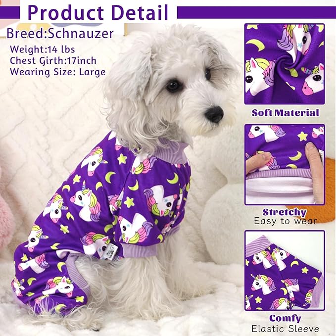 XPUDAC Dog Pajamas for Small Medium Dogs, Strechy Soft Dog Clothes for Dogs Girl Boy Pet Jumpsuit, Cat Onesie-L
