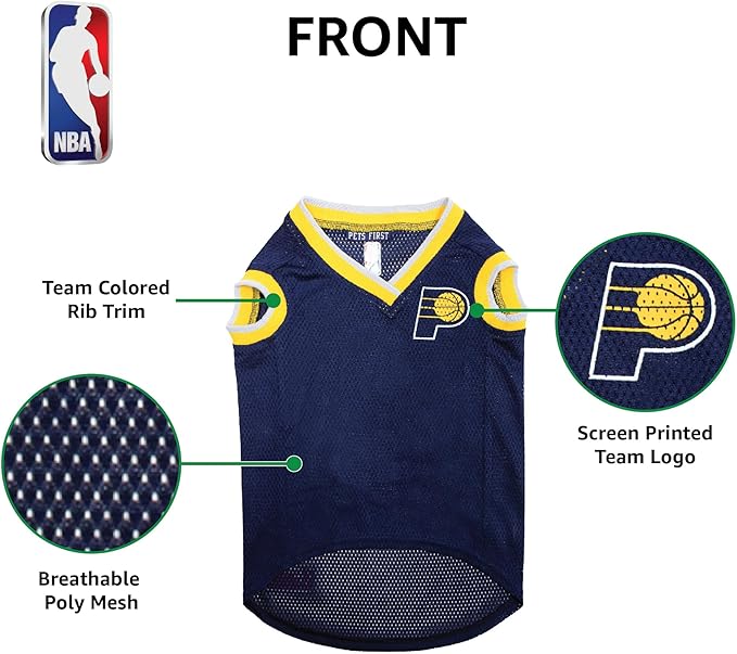 Pets First NBA INDIANA PACERS DOG Jersey, X-Small - Tank Top Basketball Pet Jersey