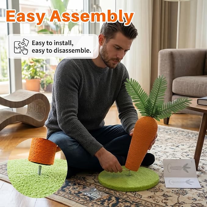 Carrot Shaped Cat Scratching Post – Perfect for Small Cats – Multi-Functional Toy for Scratching, Sleeping, and Play – Durable, Non-Toxic Material – Ideal for Kittens – Safe, Interactive Pet Fun