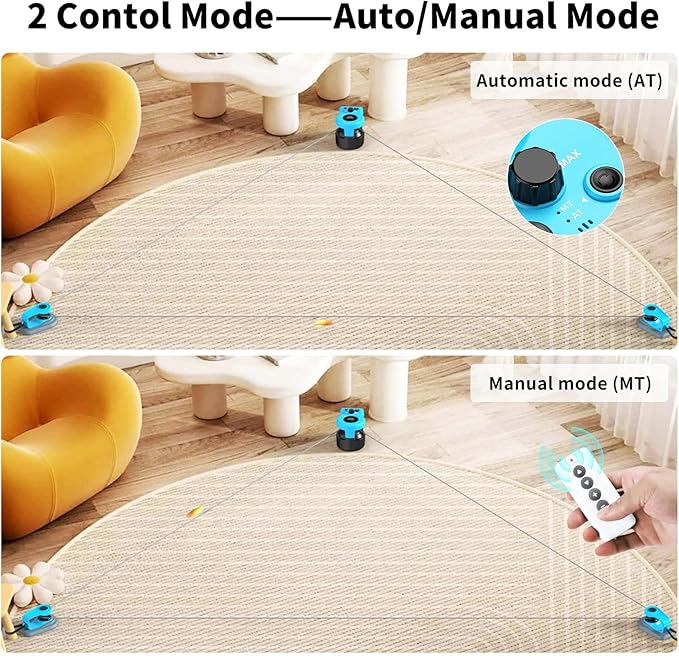 Cat Toys for Indoor Cats, Interactive Cat Toy Chasing Running Lure Course for Cat Kitten Play Chase Hunt Instinct Exercise, Auto Smart DIY Multi-track Cat Feather Toy with Mouse Sound(Cyan-blue)
