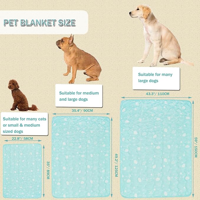BAMY Cat Cooling Blanket Summer Dog Silk Quilt Pet Mat Cushion Washable Kitten Ice Pad for Bed Couch Sofa, Soft Liquid Pee Proof Pet Furniture (Blue, Small)