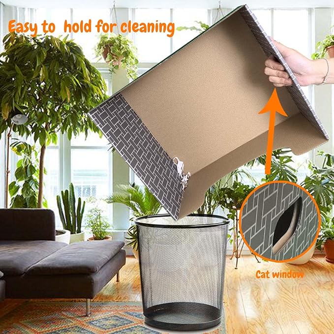 Extra Large Cat Scratch Box Cardboard Cats Scratcher with Bigger Space Double-Sided Scratching Boxes Refillable Pad Easy to Clean Scratchers for Indoor Cats (Grey 3 pcs Pads)