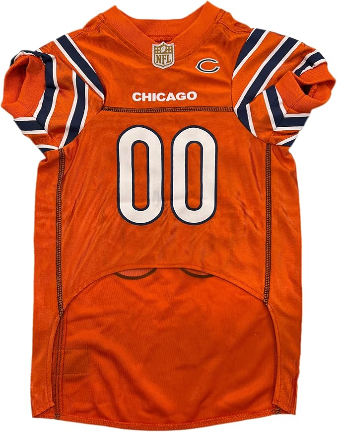 Pets First Chicago Bears Dog Jersey, Size: Large, Officially Licensed NFL Jersey Shirt, Mesh, Varsity Stripes, Velcro Closure