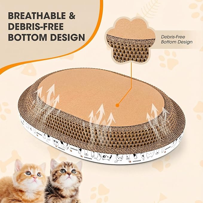 3Pack Extra Large Versatile Cardboard cat Scratcher & Lounger bed, High-Density cat Scratch Pads for Indoor Cats Grinding Claws, Ergonomical curved Cat Scratching Board, Couch Protector from Cat Claws