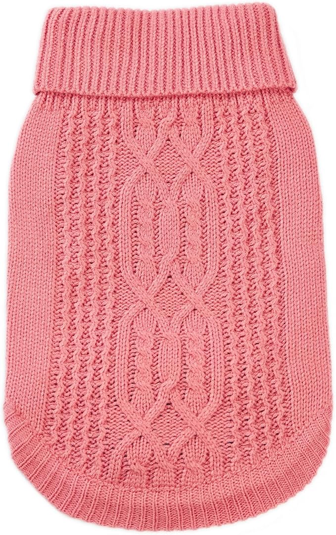 Stretchy Cat Sweater - 17 Colors & 6 Sizes | Snug Winter-Ready Knit for Boy/Girl Cats & Kittens (Pink, Large)