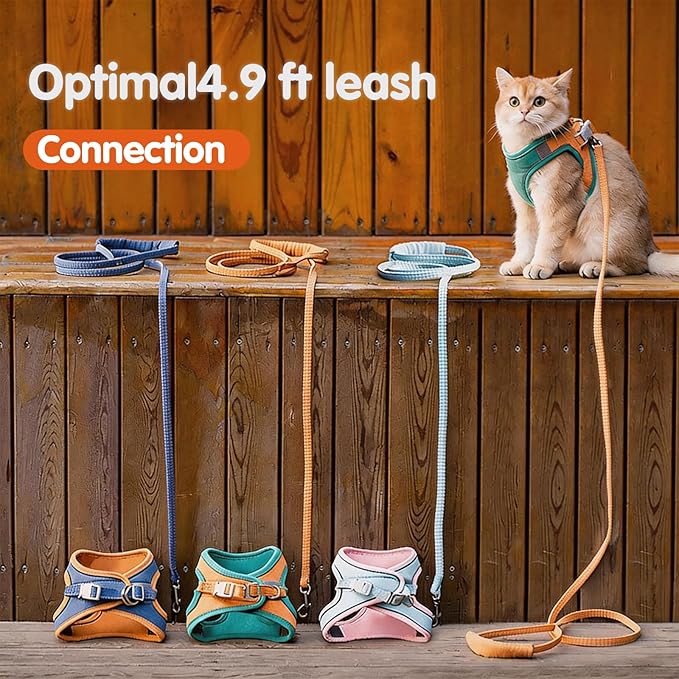 Cat Harness and Leash, Cat Harness Escape Proof, Soft Adjustable Cat Leash Breathable Comfortable Vest Easy to Wear, Easy Walk Leash for Small Medium Cats Kittens for Indoor Outdoor (Pink, L)