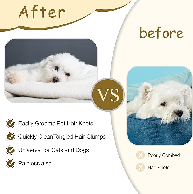 Double Sided Dematting Comb for Dogs & Cats - 2-in-1 Undercoat Rake & Double Coat Dog Brush, Pet Grooming Tool for Removing Mats & Deshedding (Blue)