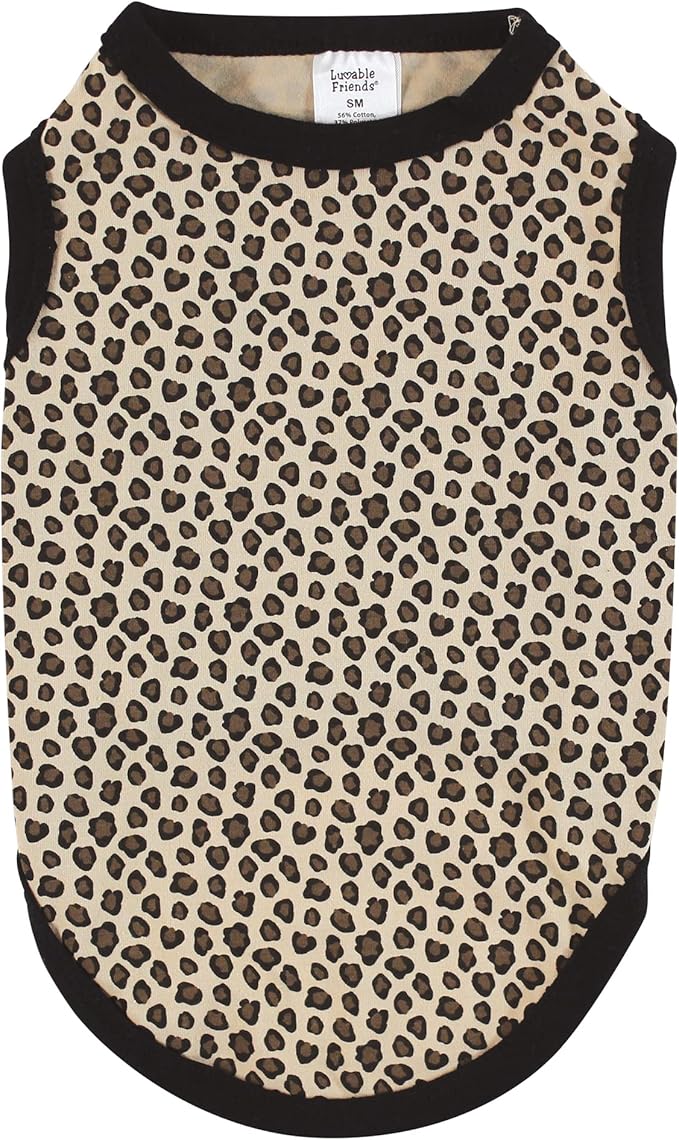 Luvable Friends Dog Pet Dog and Cats Cotton T-Shirts 2pk, Botanical Leopard, Small