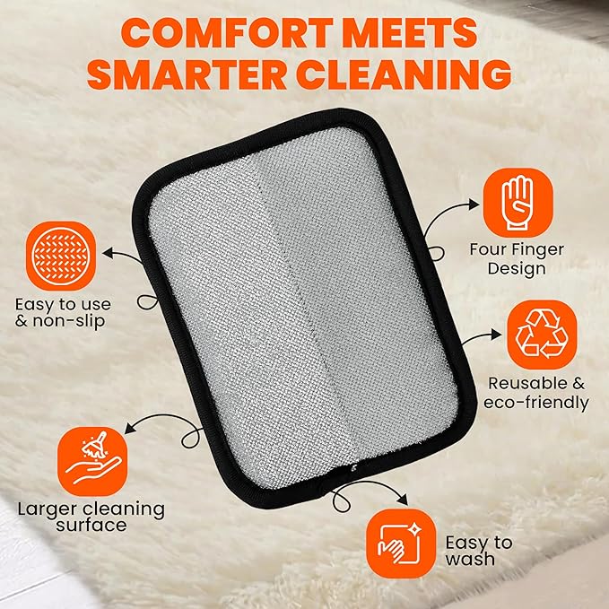 CALMZY 2Pcs Pet Hair Remover Gloves For Dogs & Cats Newly Upgraded four finger electrostatic magic Brush Easy To Use On Bedsheet,Carpet,Cloth,Sofa,couch,Blanket and Multifunctional Grooming Pet Gloves