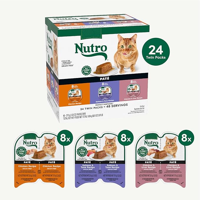 Nutro Natural Choice Wet Cat Food Pate, Adult Cat Food Wet Variety Pack, 2.64 oz. Twin-Pack Trays (24 Pack)