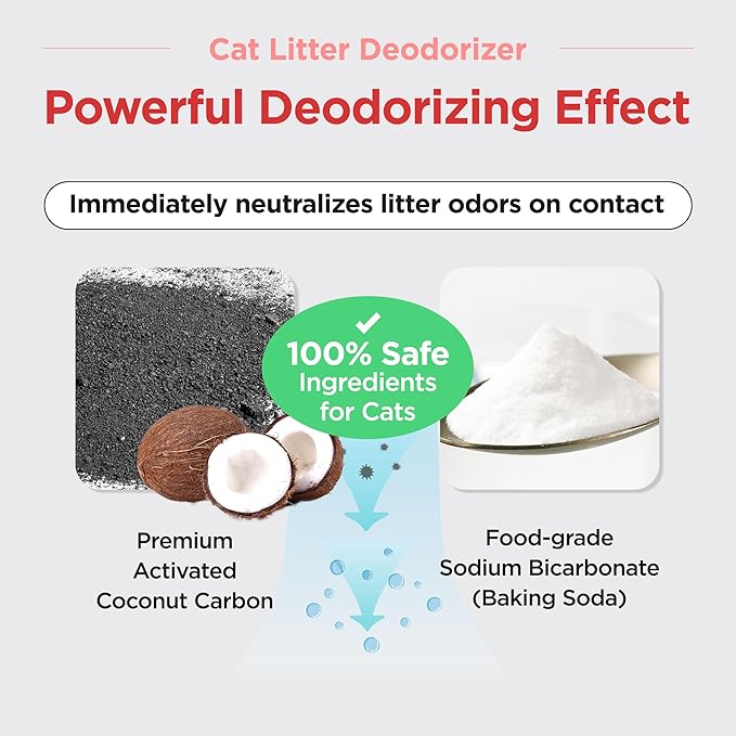 JAYU PET Cat Litter Deodorizer - Litter Box Odor Remover Eliminator with Charcoal & Baking Soda, Controls Cat & Kitten Litter Smells, Fresh Phytoncide Scent for a Cleaner Home 14oz (400g)