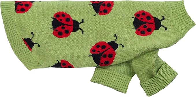 Fitwarm Ladybug Dog Sweater, Warm Dog Winter Clothes for Small Dogs Boy Girl, Pet Outfit, Green, Red, Black, XL
