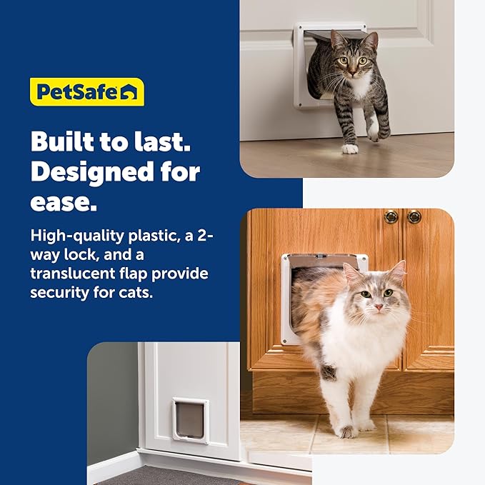PetSafe Interior Cat Door: 2-Way Locking, Indoor Pet Door Flap - Tinted Privacy Door for Cat Litter Box or Pet Feeder, Built-in Door Lock, Durable Door Frame, DIY Easy Install, Hardware Kit Included