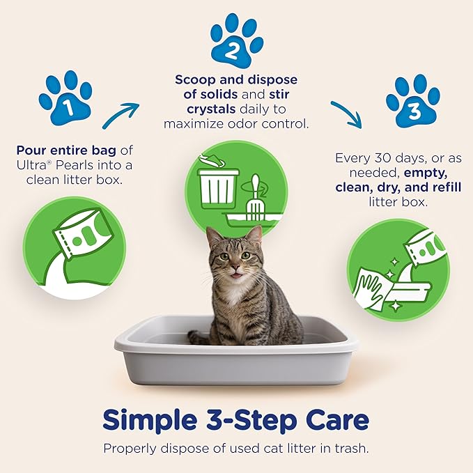 Ultra Pearls Premium Cat Litter - 99.9% Dust Free, Low Tracking, Soft on Paws, Fragrance Free - 15 Lbs. Total (3pk of 5 Lbs.)