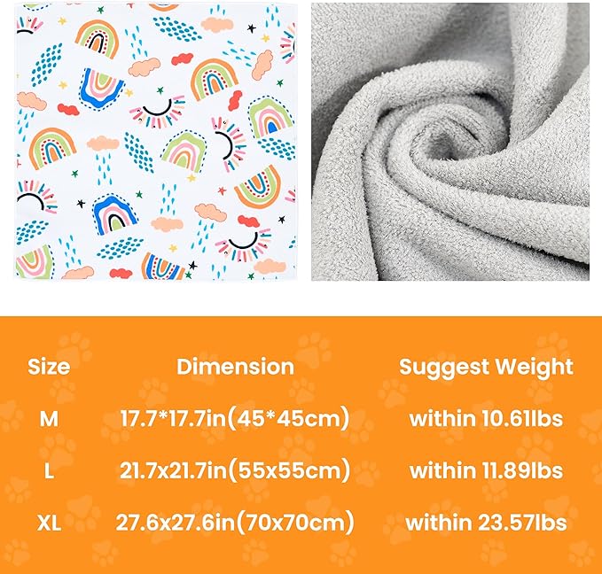 17.7'' Cat Grooming Wrap for Cutting Nails Self-Adhesive Soft Polyester Fabric Swaddle Wrap for Cats Anti-Scratch Anti-Escape Restraint for Nail Clipping Pet Cleaning and Beauty (Rainbow,M)
