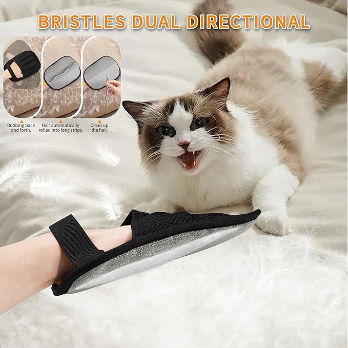 4PCS Pet Hair Removal Gloves for Dogs and Cats, Reusable Pet Hair Remover for Couch, Clothes, Carpet and Car Seats, Washable Electrostatic Grooming Gloves for Pet Shedding Hair