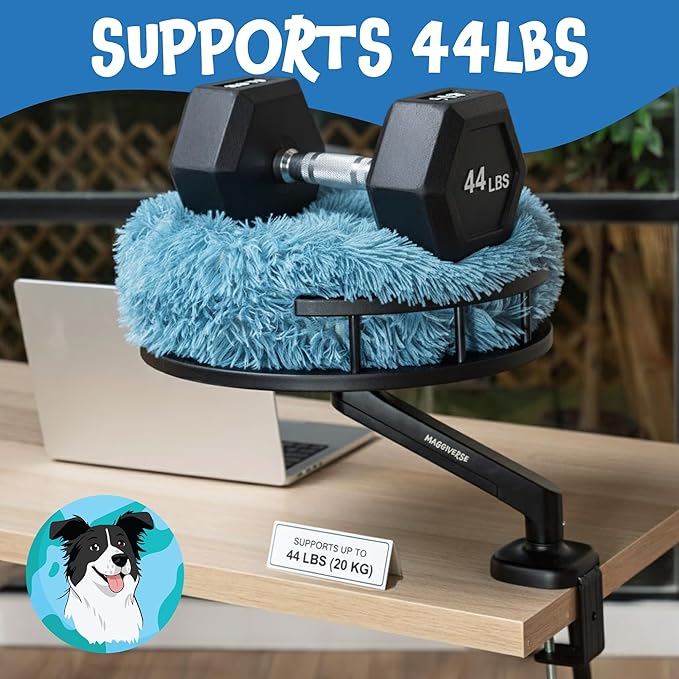 Cat Desk Bed – 360° Rotating Hammock Mount with Strong Clamp | Supports 44 lbs | Reinforced Wood Base, Plush Washable Cushion, Easy Tool-Free Install, Space-Saving Modern Furniture