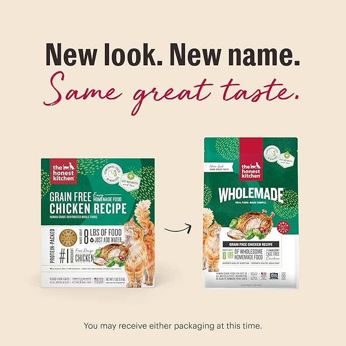 The Honest Kitchen Human Grade Dehydrated Cat Food, Grain Free Chicken Cat Food, 2 lb Box