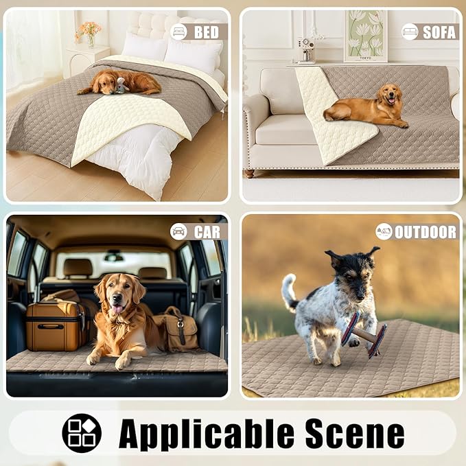 Smiry Waterproof Dog Bed Cover Blanket, Soft Reversible Pet Blanket, Washable Leakproof Cats Dogs Couch Cover for Sofa, Couch, Furniture (40x50 Inch, Taupe/Beige)
