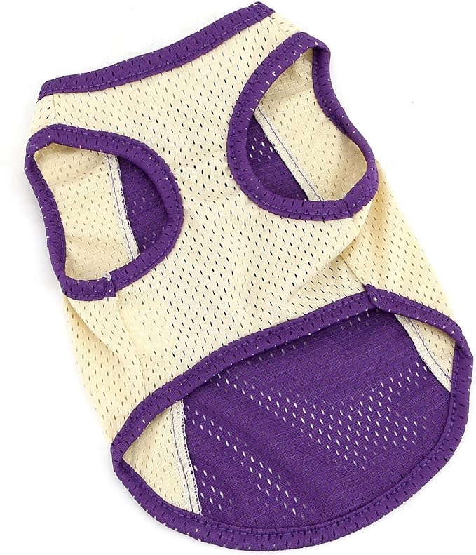 PAIDEFUL Breathable Mesh T-Shirt for Small Dogs Summer Doggie Cool Vest Soft Lightweight Puppy Tee Shirts Sleeveless Pet Tank Top Sweatshirts Cozy Chihuahua Clothes Cat Apparel D-Ring,Purple,S