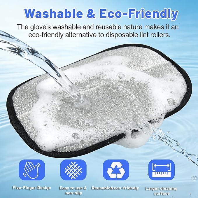 Pet Hair Remover Glove for Carpet, Reusable Dog & Cat Hair Removal Tool for Couch, Furniture, Rug, Car Seat & Clothing, Electrostatic Lint Cleaner with Large Cleaning Surface