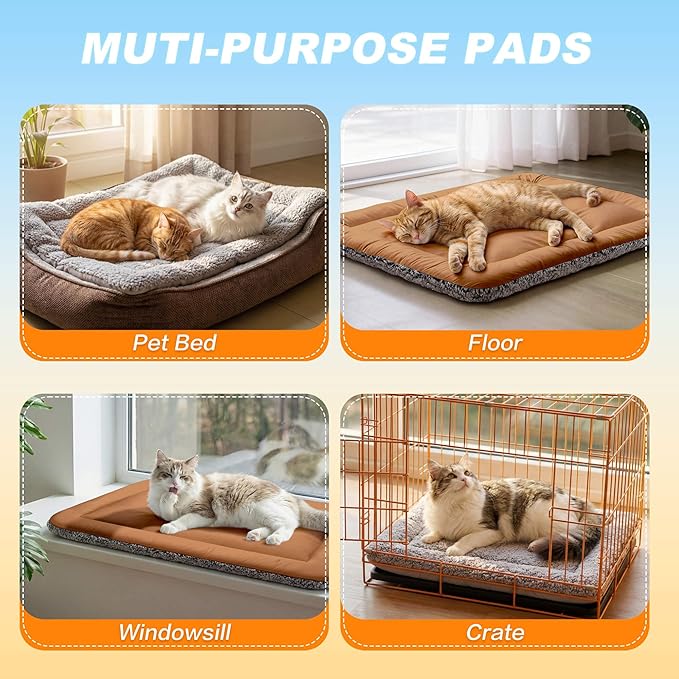 Dog Cooling Mat, Self Warming Cat Bed, Reversible Warm & Cooling Cat Bed, Winter Warm Cat Pad & Summer Cooling Cat Mat for Kittens & Small Dogs, Perfect for Crates, Beds & Sofas, Dark Brown, 24" x 36"