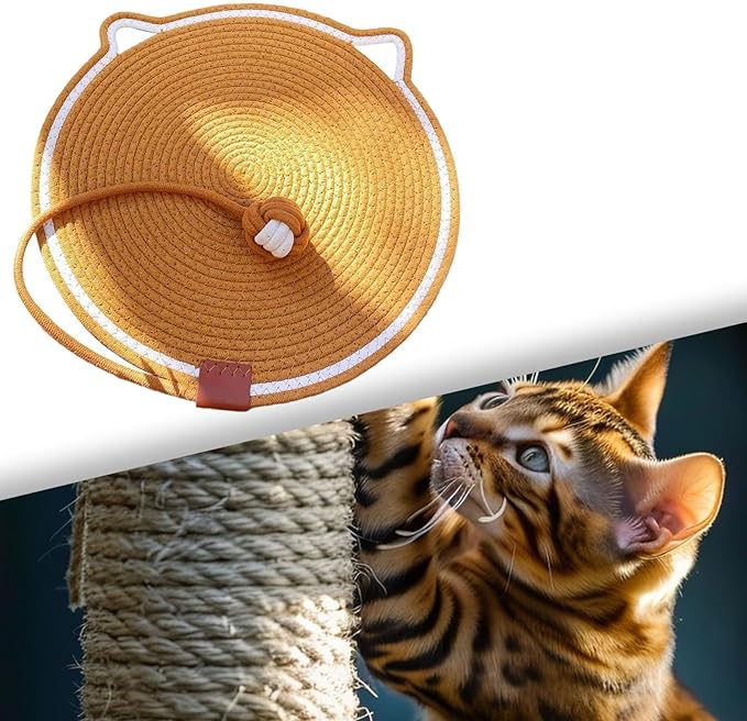 Cat Scratch Scratching Pad Lightweight Sleeping Bed Anti Slip for Sofa Couch Floor with Ball Furniture Protector, Caramel