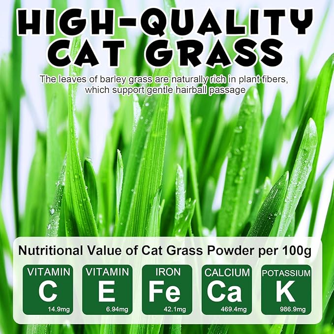 Freeze-Dried Cat Grass Sticks for Teething, High Meat Content Hairball Control & Dental Health Chews, Grain-Free Cat Treats with Chicken & Egg Yolk