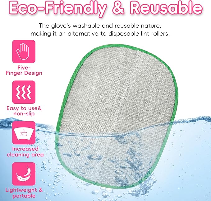 Pet Hair Removal Glove, Five-Finger Magic Brush Electrostatic Mitt 2 PCs, Pet Hair Remover Tool for Dog & Cat, Reusable Pet Hair Gloves Pet Grooming Needs, Fur Remover for Couch & Clothing
