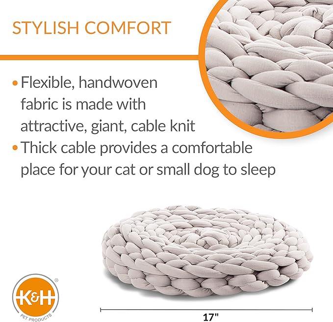 K&H Pet Products Knitted Cat Bed, Round Flexible Pet Bed Gray 17 X 4 Inches
