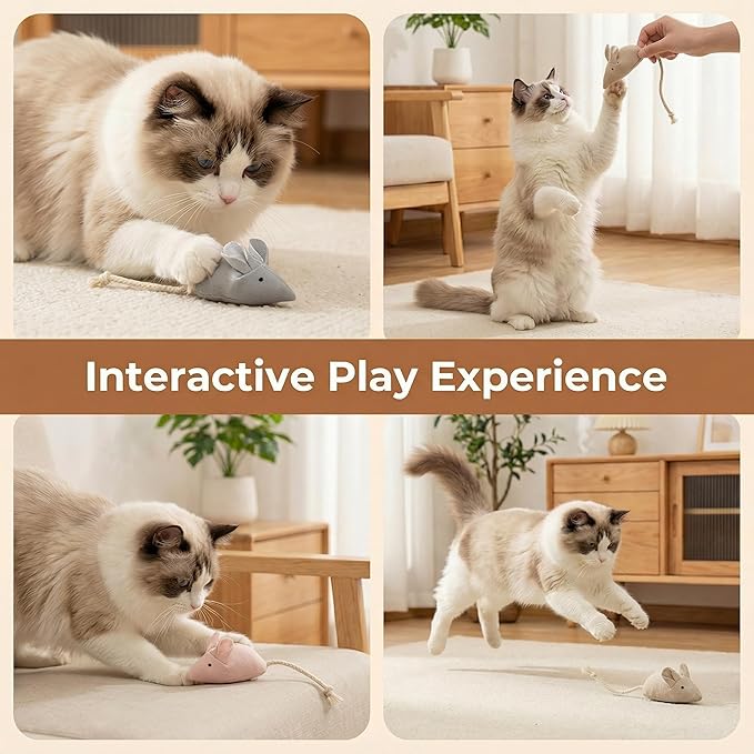 Catnip Mice Toys for Cats, 6PCS Small Interactive Fabric Mouse Toys for Indoor Adult Cats & Kittens, Encourages Chasing, Chewing, Cuddling, Kicking & Play, Kitty Exercise & Fetch Toy