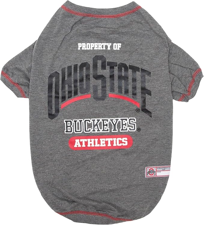 Pets First Collegiate OHIO STATE BUCKEYES Dog T-Shirt, X-Small. - Licensed Shirt for Pets Team Colored with Team Logos.- Premium Stretchable Materials for the Comfrot of your Dog & Cat.