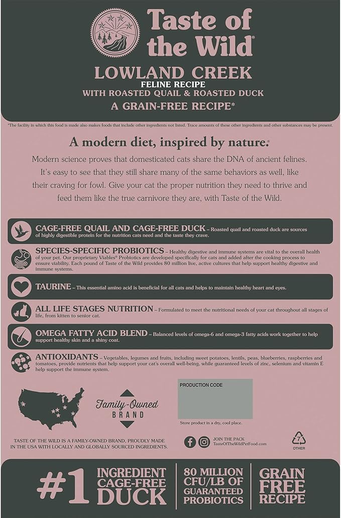 Taste Of The Wild High Protein Real Meat Recipes Premium Dry Cat Food With Superfoods And Nutrients Like Probiotics, Vitamins And Antioxidants For Adult Cats And Kittens 14lb