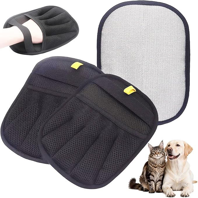 2-Pack Upgraded Pet Hair Removal Gloves - Reusable Electrostatic Magic for Furniture, Car & Pet Grooming | Fur & Lint Remover Duo for Dogs & Cats