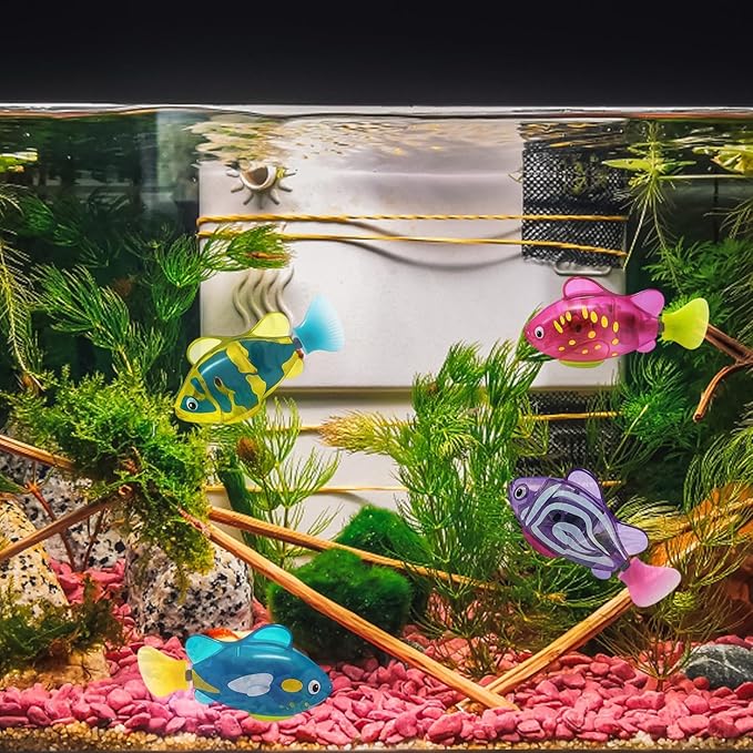 Robot Fish, Robotic Fish for Cats and Dogs, Swimming Fi-sh with Luminous Function, Waterproof Bath Fi-sh for Pets, Interactive Robot Fi-sh Aquarium and Pool Play (4 Pack)
