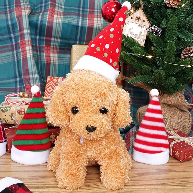 Jmkcoz 6 Pieces Pet Cat Dog Christmas Santa Hat Holiday Party Cute Costumes for Puppy Kitten Christmas Cosplay Dress Up Supplies (Mixed Pattern)