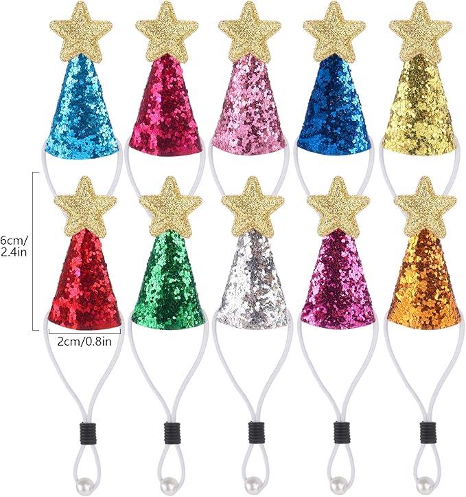 10pcs Mini Party Hats for Stuffed Animals Dog Cat Birthday Party Hat Rabbit Dinosaur Toy Animals Hat Pet Grooming Costume Accessories