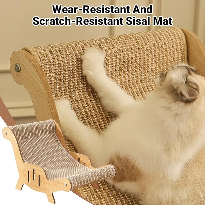 Sisal Cat Scratcher Bed, 2 in 1 Cat Hammock Lounge, Wear-Resistant Scratching Pad Lounge Chair for Indoor Cats Furniture Protection
