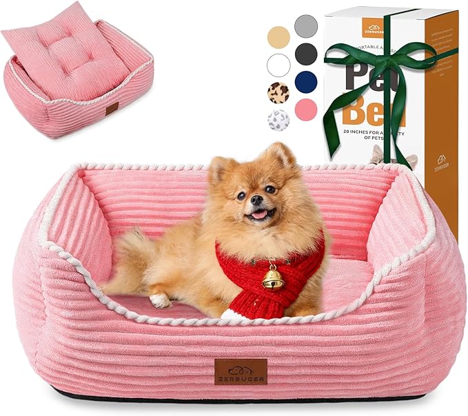 Zerbuger Orthopedic Dog Bed for Medium Dogs,Dog Sofa Beds Supportive Foam Pet Couch Bed with Removable Washable Mat and Nonskid Bottom (Medium, Pink)
