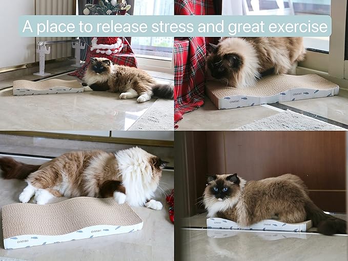 Cat Scratcher 4 PCS Pad, Cardboard with Premium Reversible Scratch Textures Design Wide Durable Scratching Pad