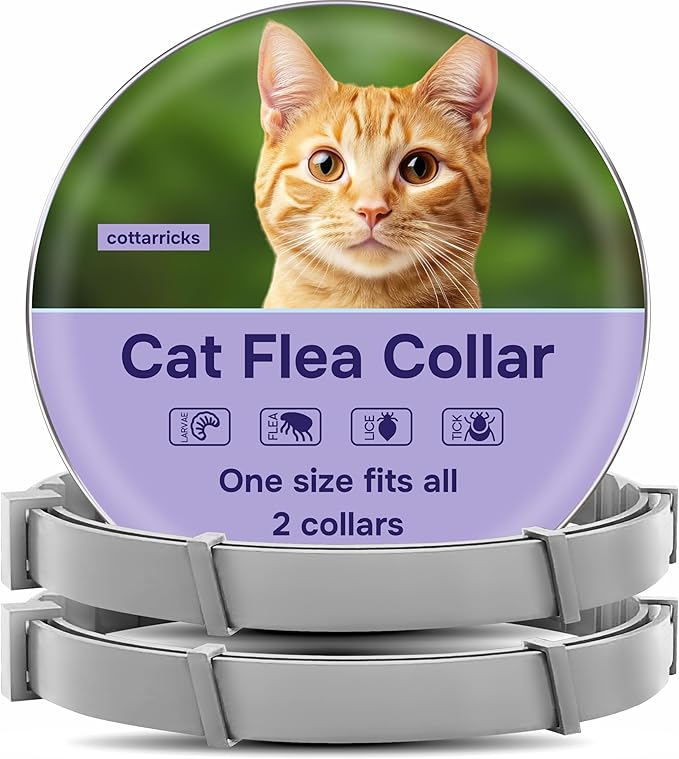 Flea and Tick Prevention for Cats - Collar - 2 Count - Adjustable
