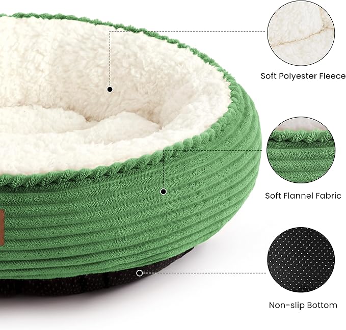 Love's cabin Round Donut Cat and Dog Cushion Bed, 30in Pet Bed for Medium or Large Dogs, Anti-Slip & Water-Resistant Bottom, Soft Durable Fabric Pet Beds, Washable Calming Cat Bed, Light Green