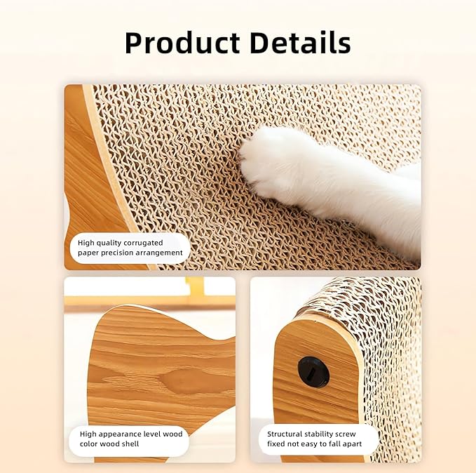 Upgrade 2 in 1 Cat Scratcher Board, Lounger and Fun Interactive Scratch Pad, Heavy Duty Corrugated Cat Scratching Pad for Indoor Cats of Small Medium Size (Yellow)