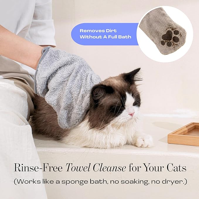 Cat Concentrated Waterless Rinse-Free Shampoo & Conditioner – DIY Dry Shampoo Spray or Towel Cleanse for Cats - Sensitive Skin, Stress & Itch Relief – 98.65% Naturally Derived