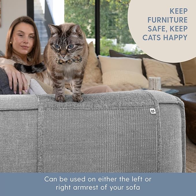 The Cat Ladies Cat Scratch Furniture Protector Mat - Couch Protector from Claws - Anti Scratch Furniture Protectors from Cats Scratching - Sisal Scratcher Pad - Couch Cover Carpet - Grey