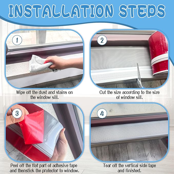 2 Rolls Window Sill Protector from Dog Cat Scratching - 5.5 Inch x 6.6 Feet Cuttable Rubber Door Furniture Edge Protector from Dog and Cat Claw Scratching Chewing Slobbering on Window Sills
